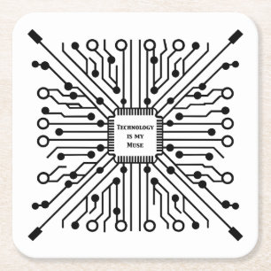 Technology is My Muse Square Paper Coaster