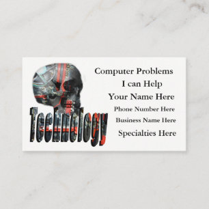 Technology Logo And Computer Skull, Business Card