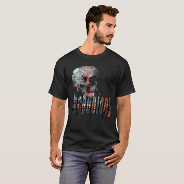 Technology Logo And Computer Skull, T-Shirt (Front Full)