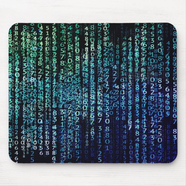 Technology Matrix Binary Code Blue Green Mouse Mat (Front)