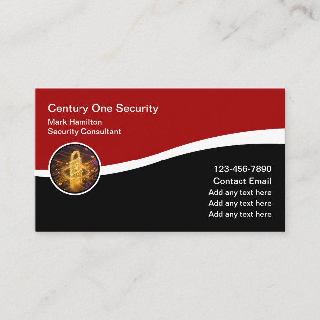 Technology Security Consultant  Business Card (Front)