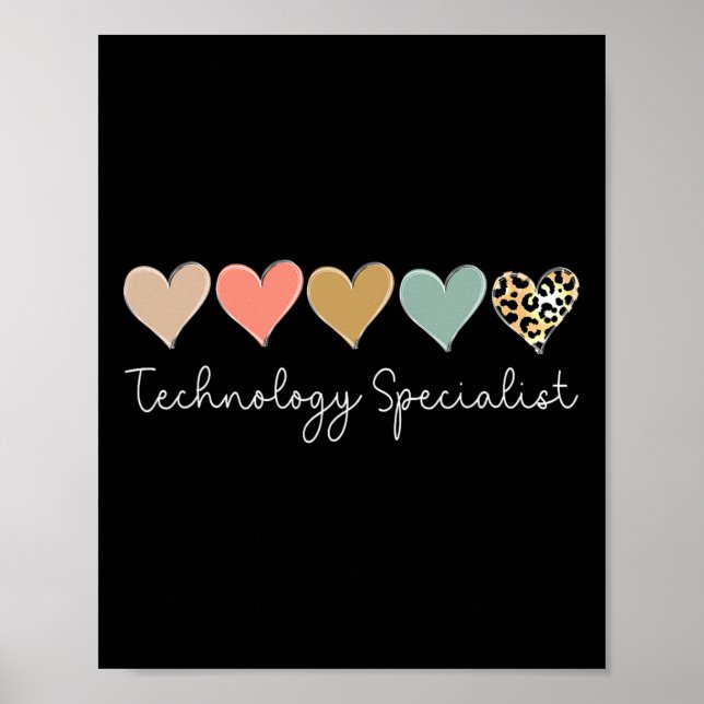 Technology Specialist Leopard Heart, Valentine's D Poster (Front)