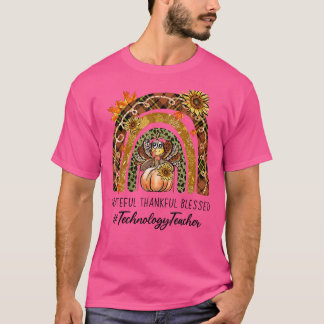 Technology Teacher Thankful Grateful Rainbow Thank T-Shirt