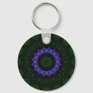 Technomancy Black Abstract Mandala Keychain