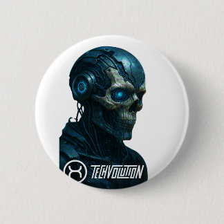 TECHVOLUTION – CYBORG SKULL  6 CM ROUND BADGE