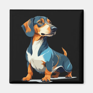 Teckel Vector Art with Vibrant Colours Magnet
