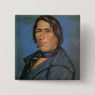 Tecumseh (1768-1813) (oil on canvas) 15 cm square badge