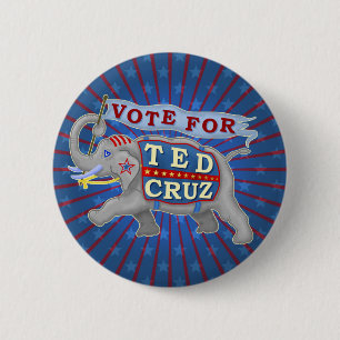 Ted Cruz President 2016 Republican Elephant 6 Cm Round Badge