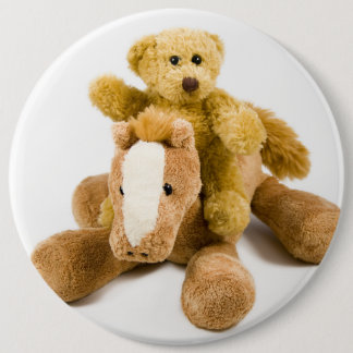 Ted horse riding 6 cm round badge