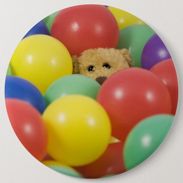 Ted in the ball pool 6 cm round badge (Front)