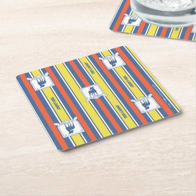 Ted Lasso | AFC Richmond Logo Stripe Pattern Square Paper Coaster (Angled)