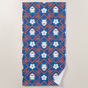 Ted Lasso   Face and Ball Diamond Pattern Beach Towel