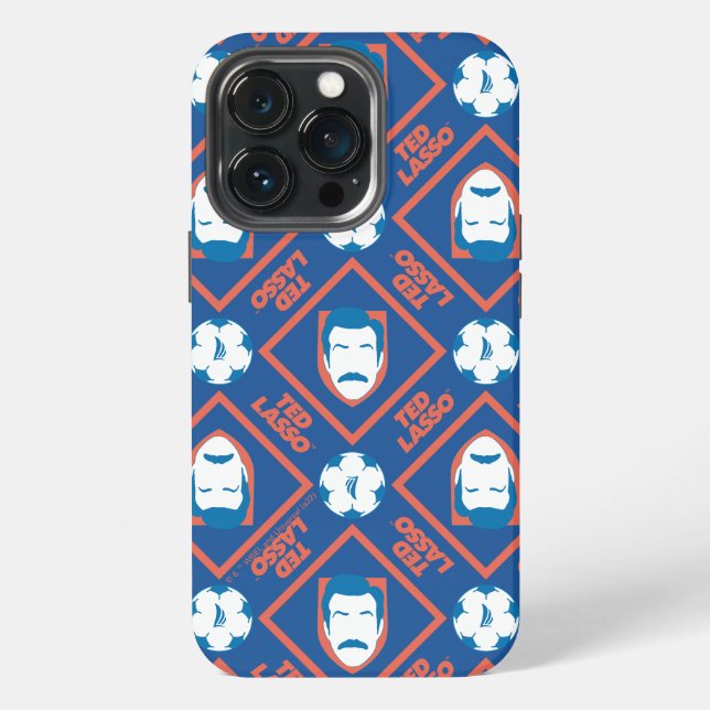 Ted Lasso | Face and Ball Diamond Pattern iPhone Case (Back)