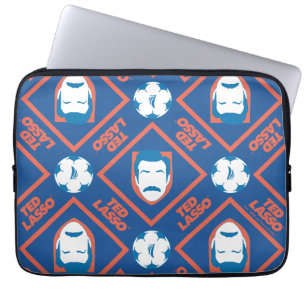 Ted Lasso   Face and Ball Diamond Pattern Laptop Sleeve