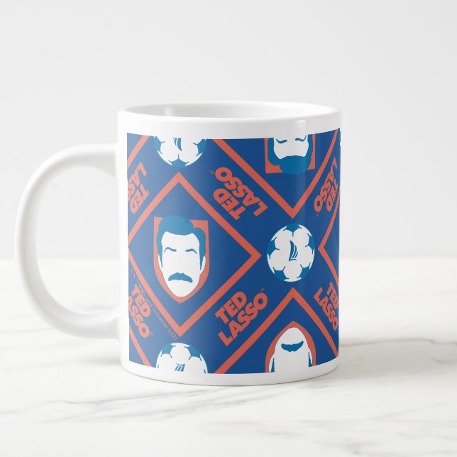 Ted Lasso | Face and Ball Diamond Pattern Large Coffee Mug (Left)