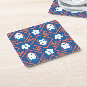 Ted Lasso Face and Ball Diamond Pattern Square Paper Coaster