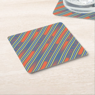 Ted Lasso Fútbol is Life Stripe Pattern Square Paper Coaster