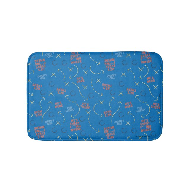 Ted Lasso | He's Here He's There Playbook Pattern Bath Mat (Front)