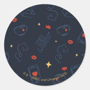 Ted Lasso   Tea and Biscuit Icon Toss Pattern Classic Round Sticker