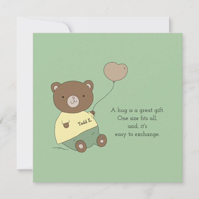 Tedd E. Bear Hugs Green Personalised  (Front)