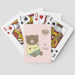 Tedd E. Teddy Bear Peach Go Fish Personalised Playing Cards