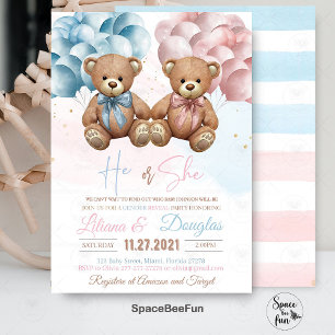 Teddi Bear Baby Shower Invitation He or She Gender
