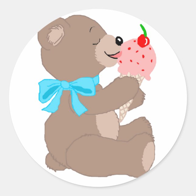 Teddie ice cream-trans classic round sticker (Front)