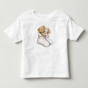 Teddy and Rabbit Warm Up in Socks Toddler T-Shirt