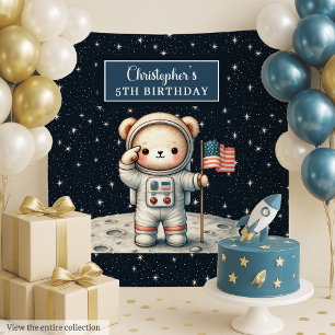 Teddy Astronaut Backdrop for Little Boy’s Party Tapestry