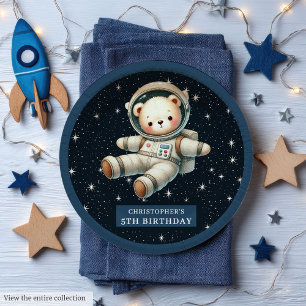 Teddy Astronaut Boy Birthday Party Paper Plate