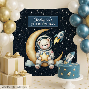 Teddy Astronaut Wall Tapestry for Boy Party