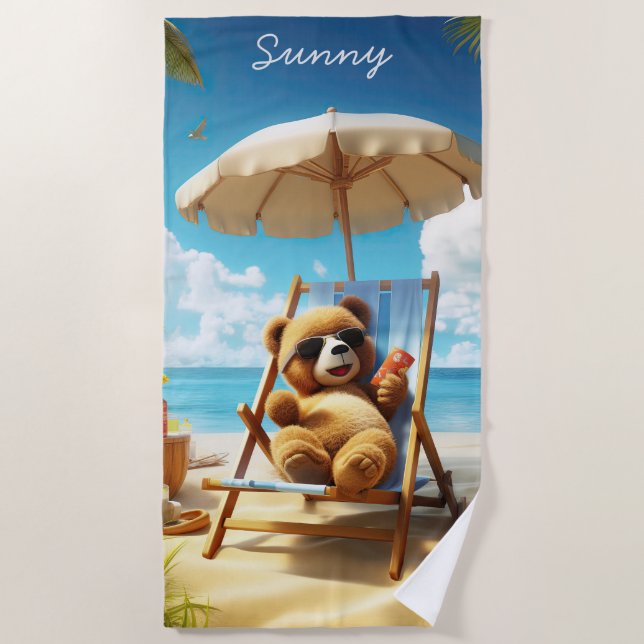 Teddy at the Beach -  Bear Towels for Summer Fun (Front)
