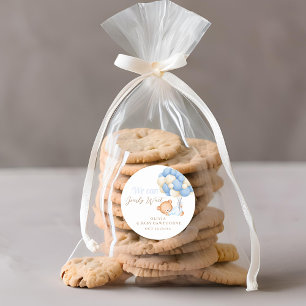  Teddy Baby Boy Shower  Classic Round Sticker