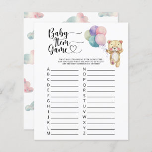 Teddy - Baby Item Game. Baby Shower Game