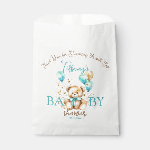 Teddy baby shower favours cute teddy aqua brown favour bags