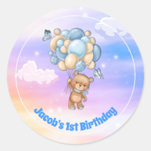 Teddy Bear 1st Birthday Classic Round Sticker