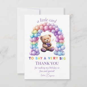 Teddy Bear 1st Birthday Colourful Balloons Thank You Card