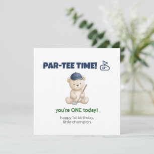 Teddy Bear 1st Birthday Golf Card for Boy Son