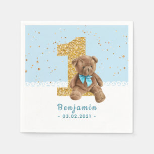Teddy Bear 1st Birthday Napkins