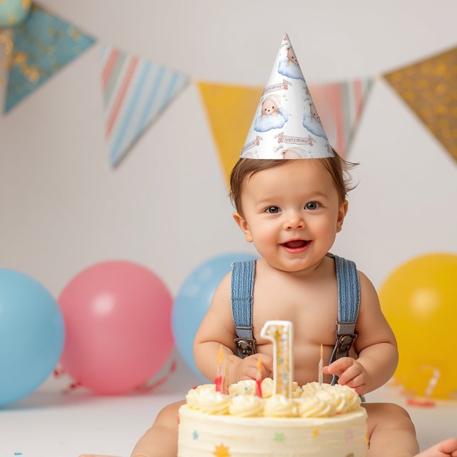Teddy Bear 1st Birthday Paper Party Hat (Creator Uploaded)