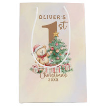 Teddy Bear 1st Christmas with Tree and Gifts