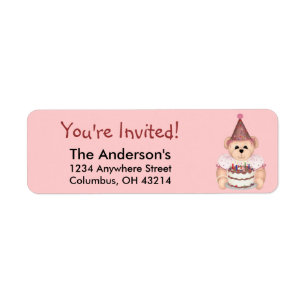 Teddy Bear 2 Birthday Party Address Labels