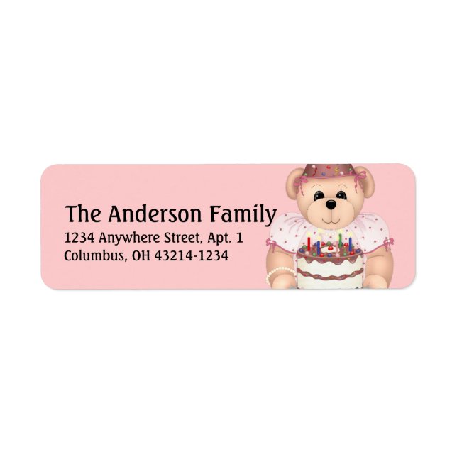 Teddy Bear 2 Birthday Party Address Labels (Front)