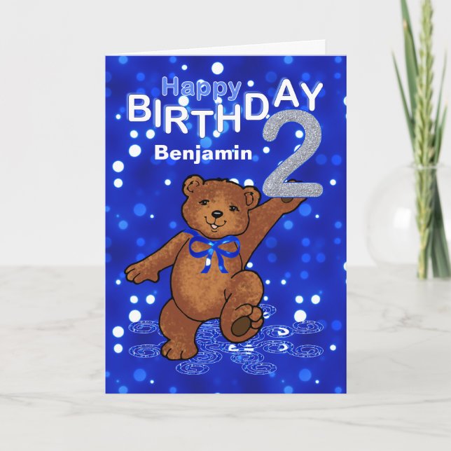 Teddy Bear 2nd Birthday for Boy Card (Front)
