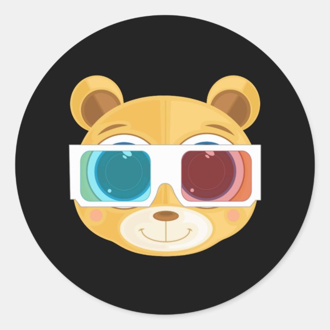 Teddy Bear - 3D    Classic Round Sticker (Front)