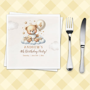 Teddy Bear 4th Birthday Party Napkins