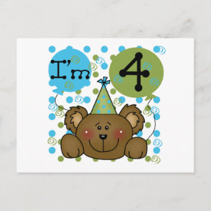 Teddy Bear 4th Birthday T-shirts and Gifts Postcard