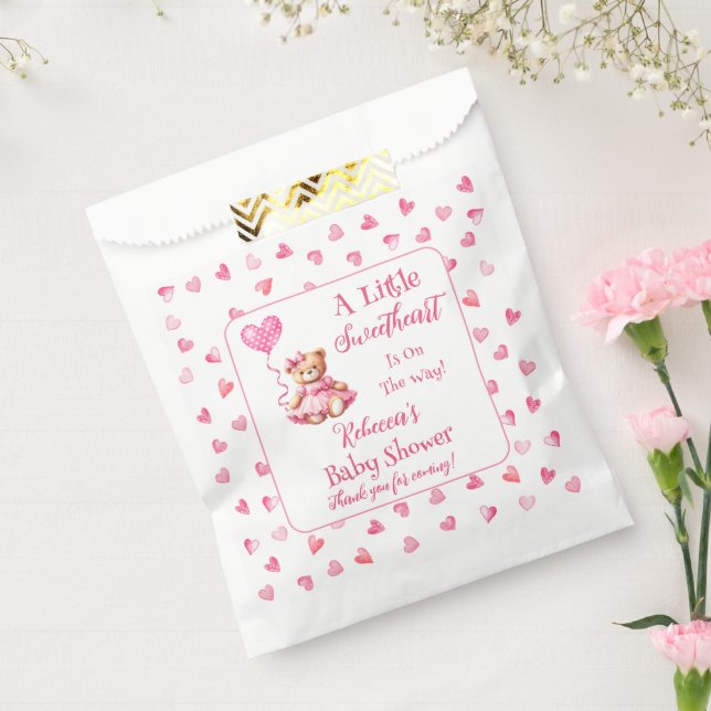 Teddy Bear A Little Sweetheart Girl Baby Shower Favour Bags (Sealed)