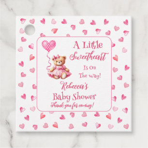 Teddy Bear A Little Sweetheart Girl Baby Shower Favour Tags