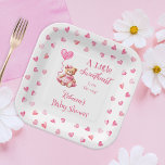 Teddy Bear A Little Sweetheart Girl Baby Shower Paper Plate<br><div class="desc">Cute teddy bear-theme and pink watercolor hearts "A Little Sweetheart Is On The Way" girl baby shower design.</div>